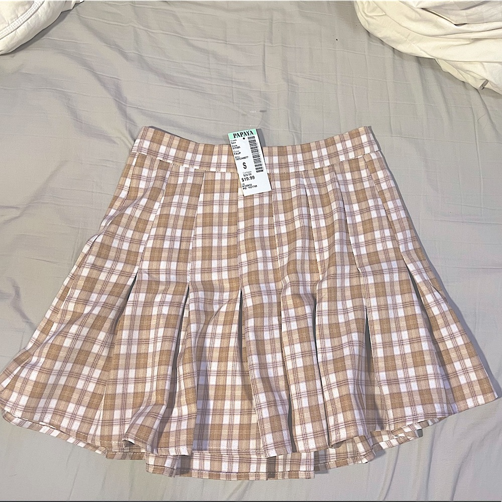 Plaid skirt papaya size small tennis skirt style preppy